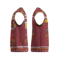One More Night Santa Beer Christmas Knitted V-Neck Vest Xmas Holiday Patterns - Wonder Print Shop