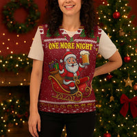 One More Night Santa Beer Christmas Knitted V-Neck Vest Xmas Holiday Patterns - Wonder Print Shop