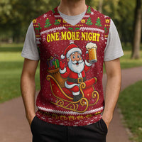 One More Night Santa Beer Christmas Knitted V-Neck Vest Xmas Holiday Patterns - Wonder Print Shop