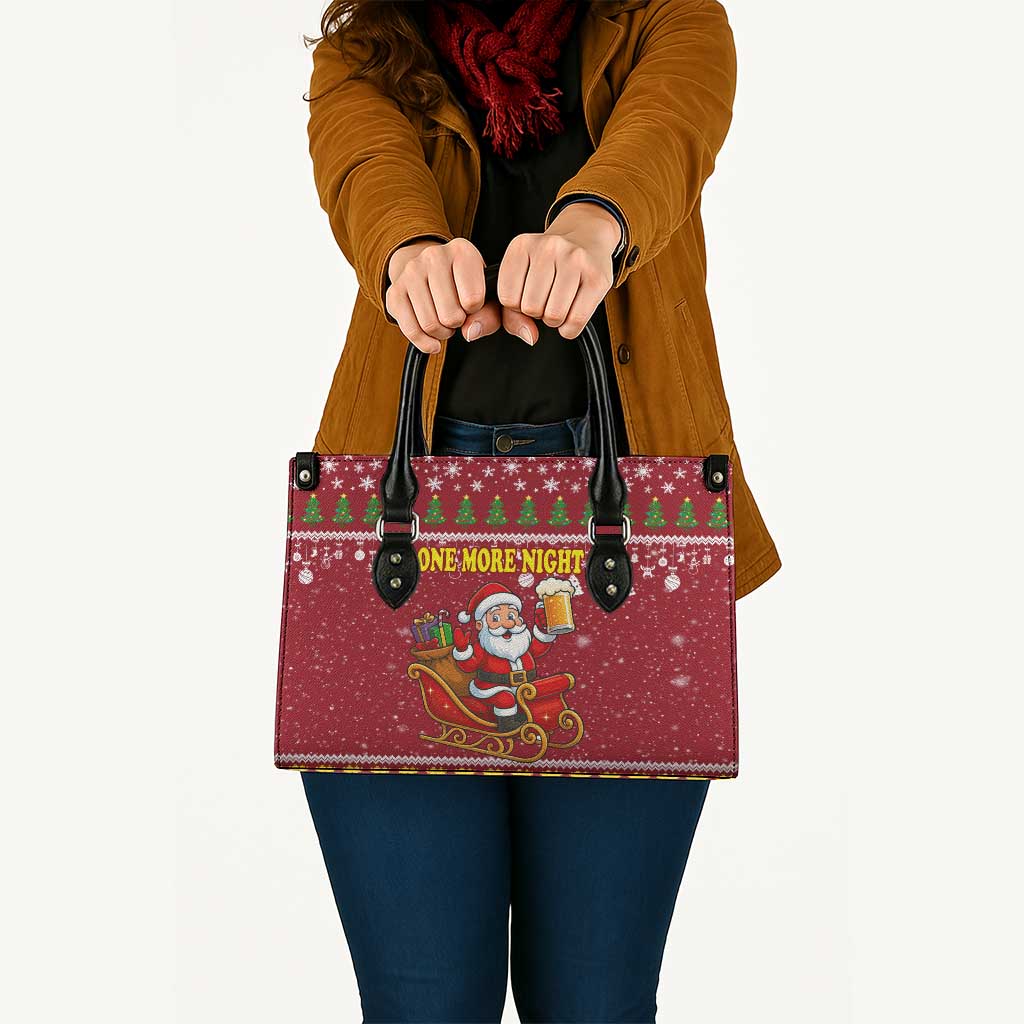 One More Night Santa Beer Christmas Leather Bag Xmas Holiday Patterns - Wonder Print Shop