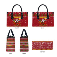 One More Night Santa Beer Christmas Leather Bag Xmas Holiday Patterns - Wonder Print Shop