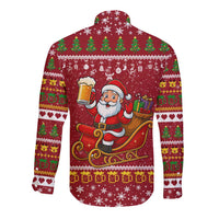 One More Night Santa Beer Christmas Long Sleeve Button Shirt Xmas Holiday Patterns - Wonder Print Shop