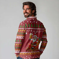 One More Night Santa Beer Christmas Long Sleeve Polo Shirt Xmas Holiday Patterns - Wonder Print Shop
