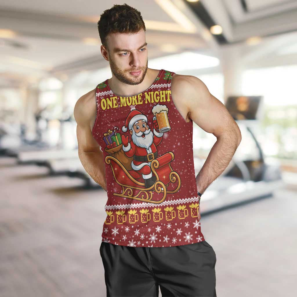 One More Night Santa Beer Christmas Men Tank Top Xmas Holiday Patterns - Wonder Print Shop