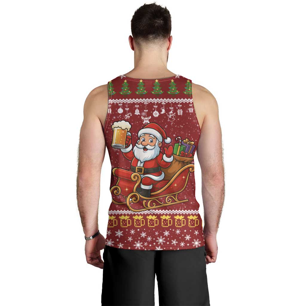 One More Night Santa Beer Christmas Men Tank Top Xmas Holiday Patterns - Wonder Print Shop