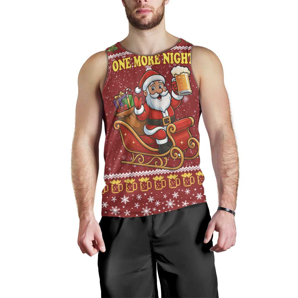 One More Night Santa Beer Christmas Men Tank Top Xmas Holiday Patterns - Wonder Print Shop