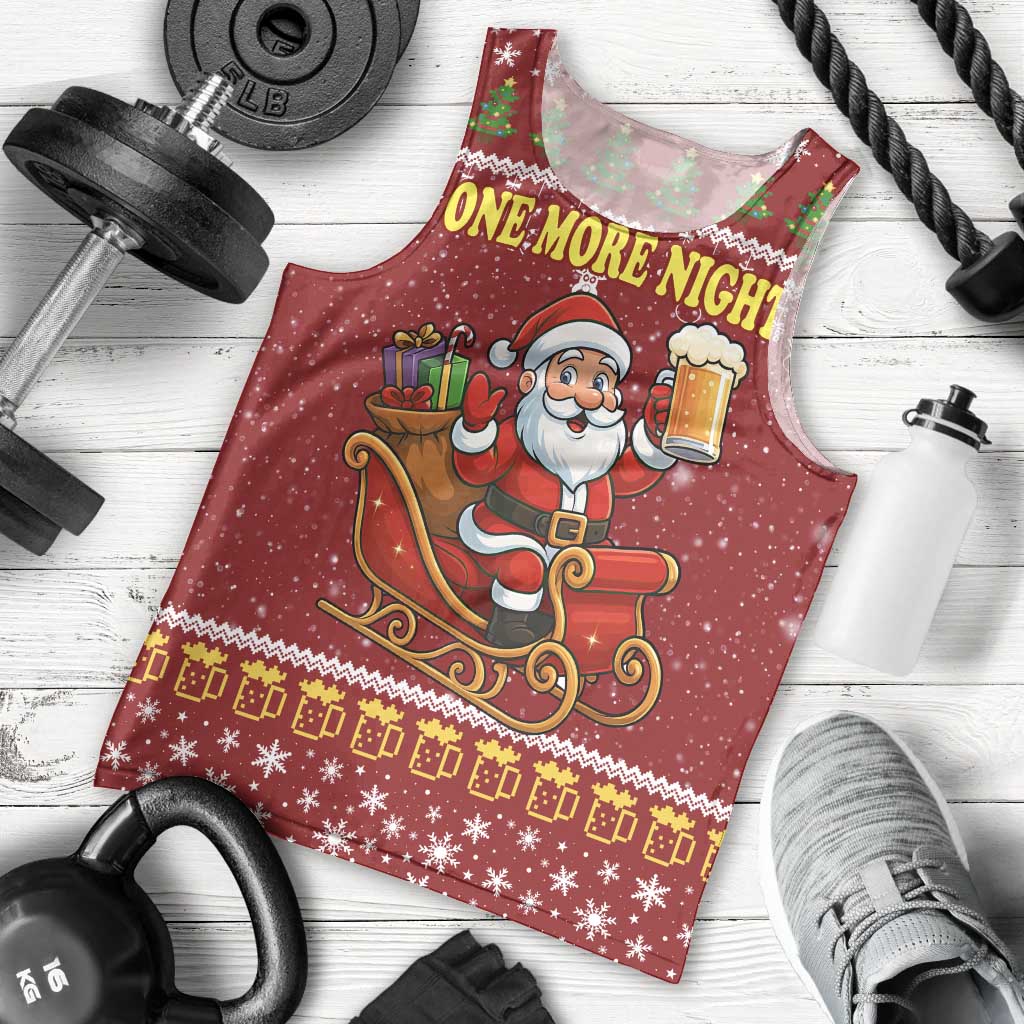 One More Night Santa Beer Christmas Men Tank Top Xmas Holiday Patterns - Wonder Print Shop