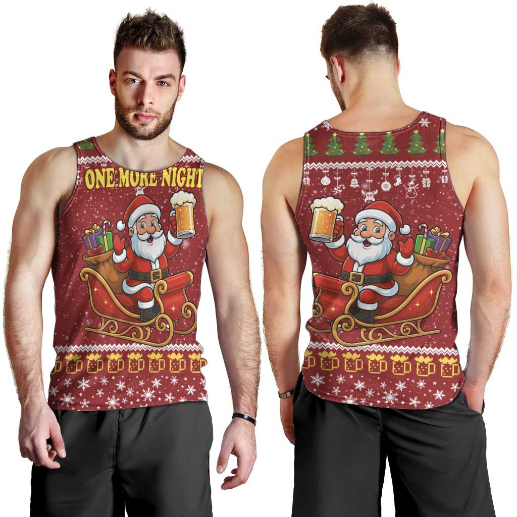 One More Night Santa Beer Christmas Men Tank Top Xmas Holiday Patterns - Wonder Print Shop