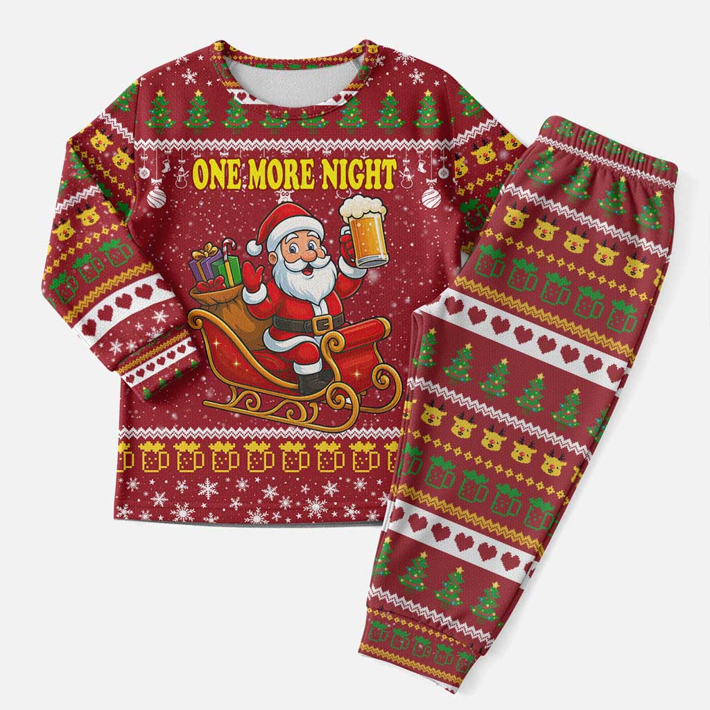 One More Night Santa Beer Christmas Pajama Set Xmas Holiday Patterns - Wonder Print Shop