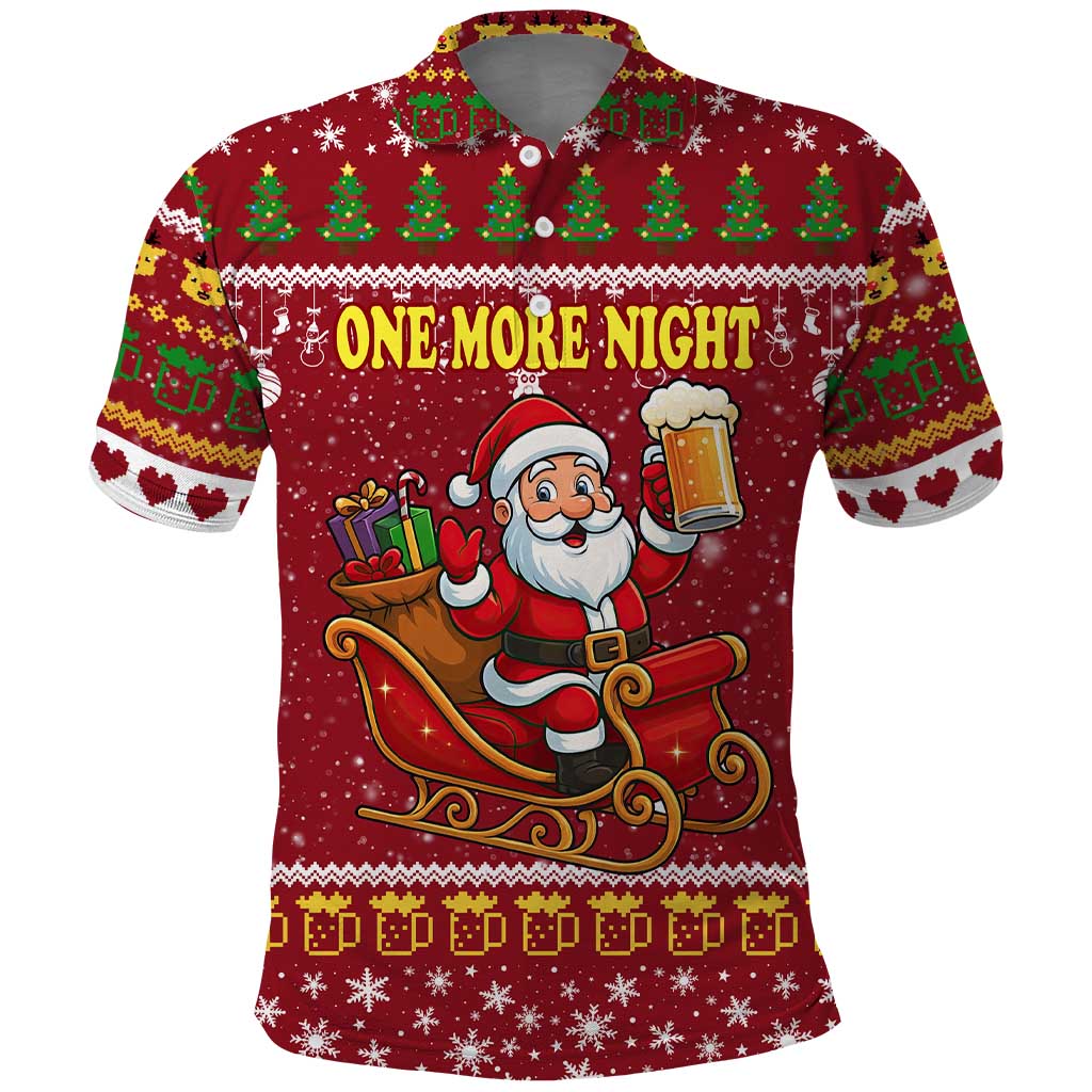 One More Night Santa Beer Christmas Polo Shirt Xmas Holiday Patterns - Wonder Print Shop