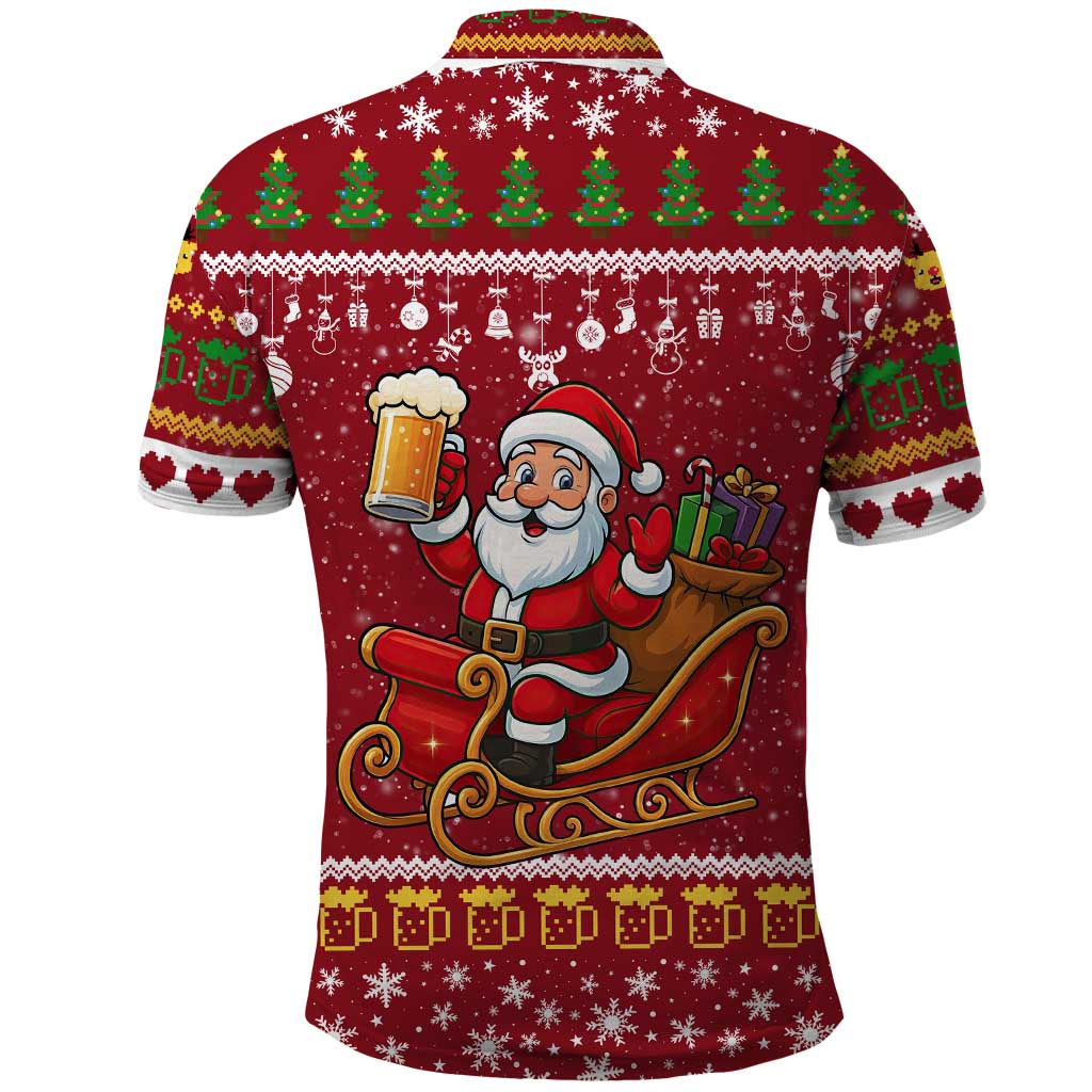 One More Night Santa Beer Christmas Polo Shirt Xmas Holiday Patterns - Wonder Print Shop