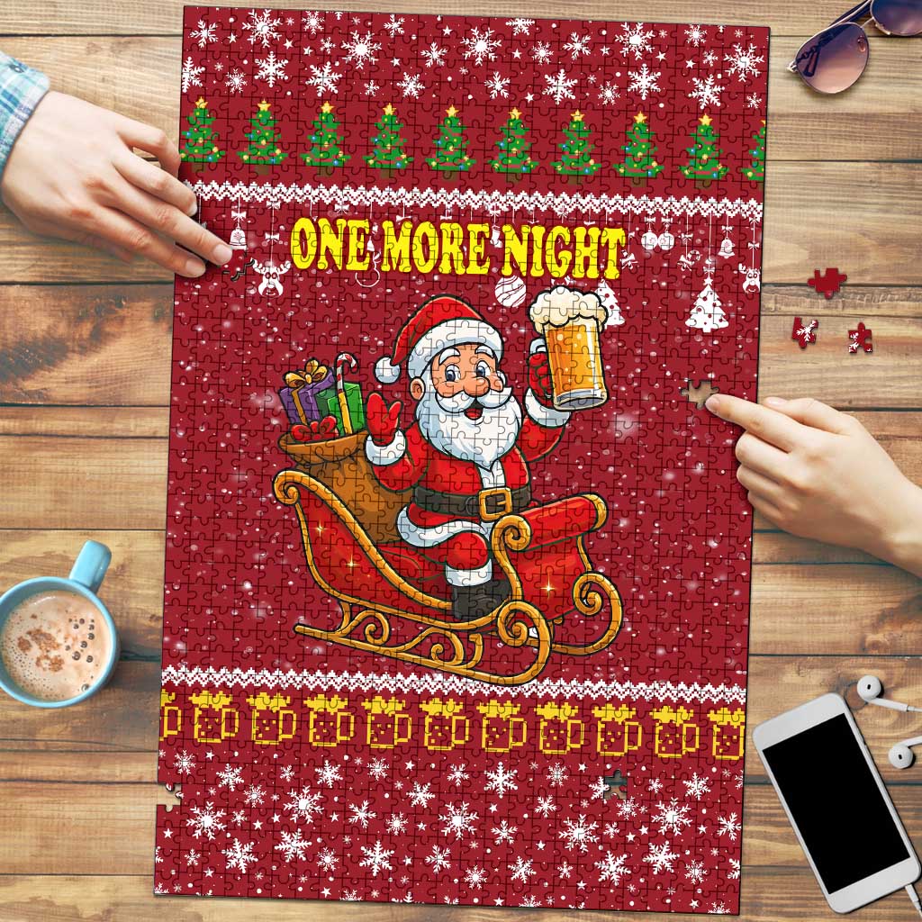 One More Night Santa Beer Christmas Puzzle Xmas Holiday Patterns - Wonder Print Shop