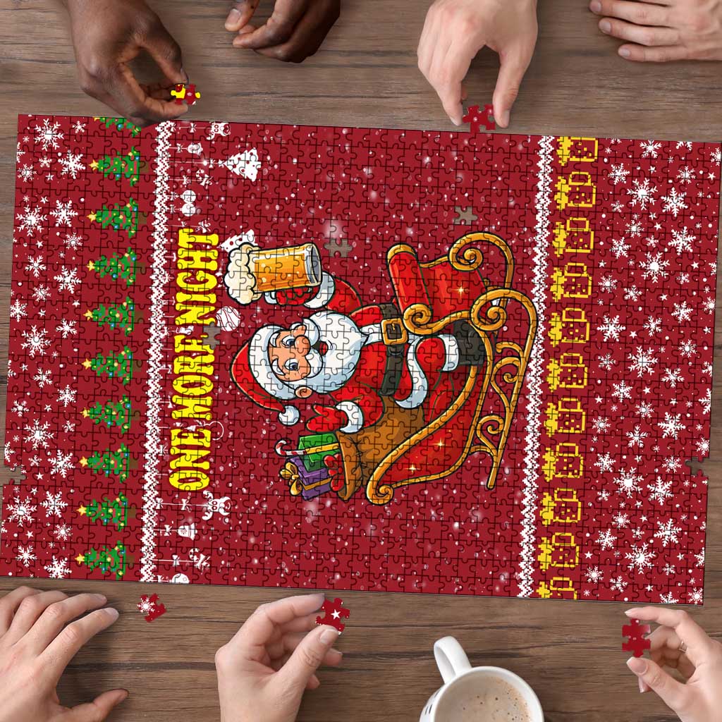 One More Night Santa Beer Christmas Puzzle Xmas Holiday Patterns - Wonder Print Shop