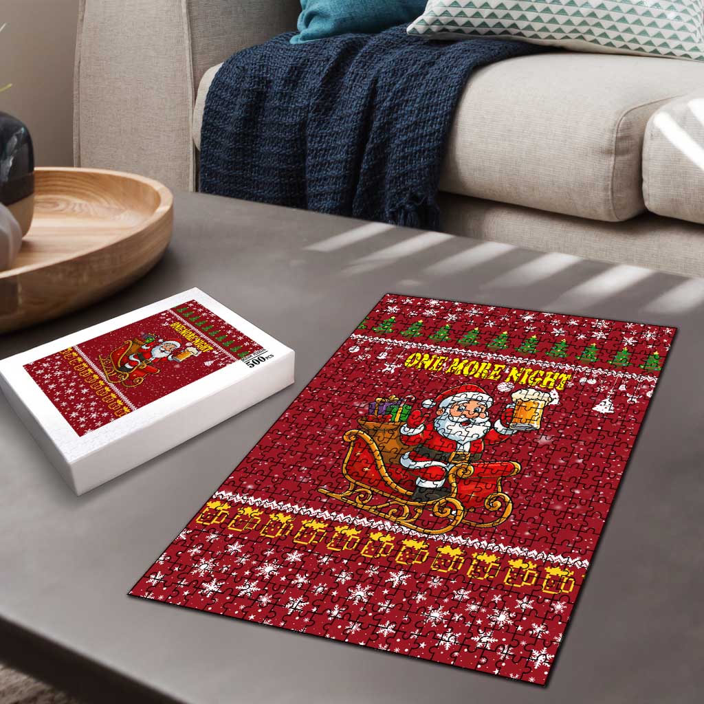 One More Night Santa Beer Christmas Puzzle Xmas Holiday Patterns - Wonder Print Shop