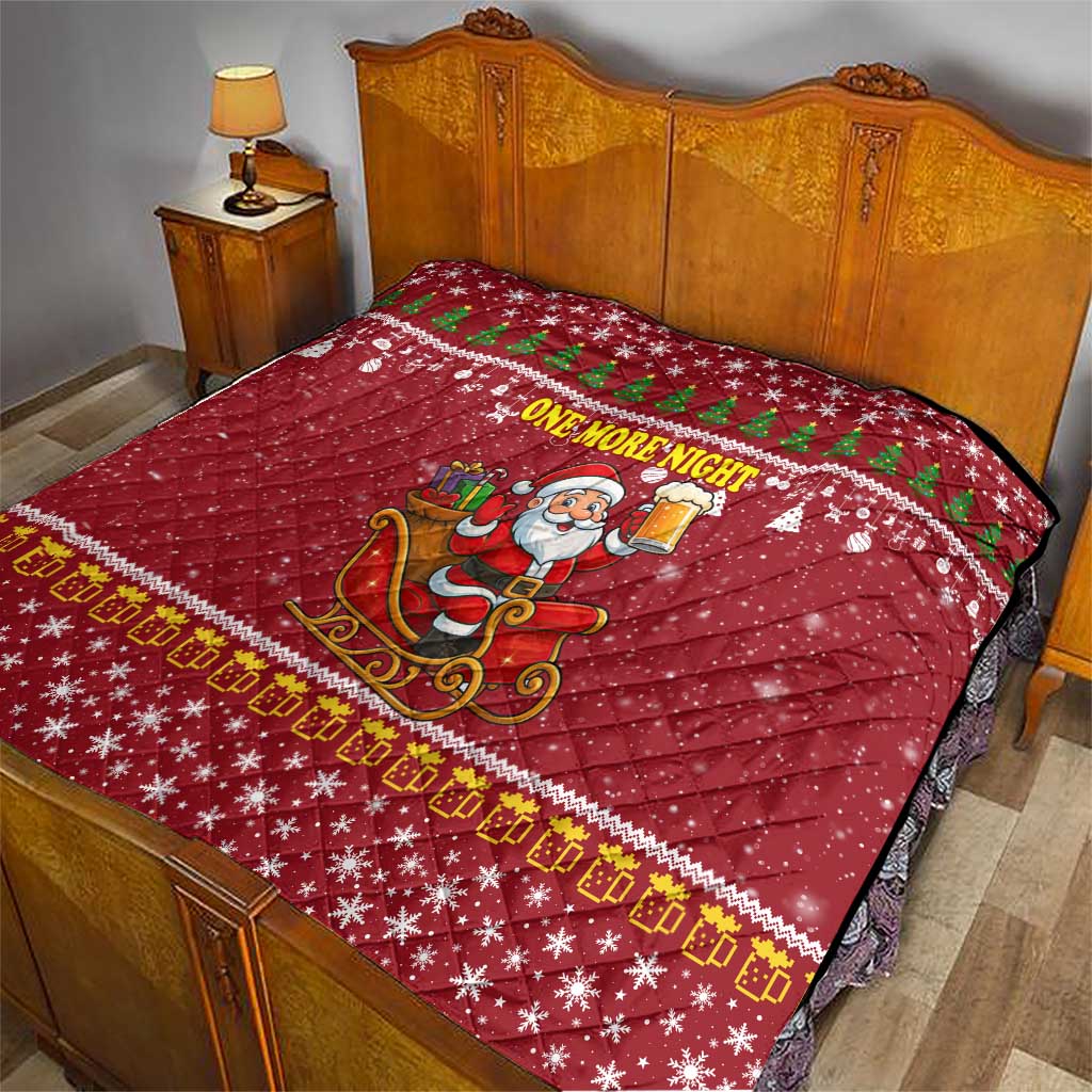 One More Night Santa Beer Christmas Quilt Xmas Holiday Patterns - Wonder Print Shop