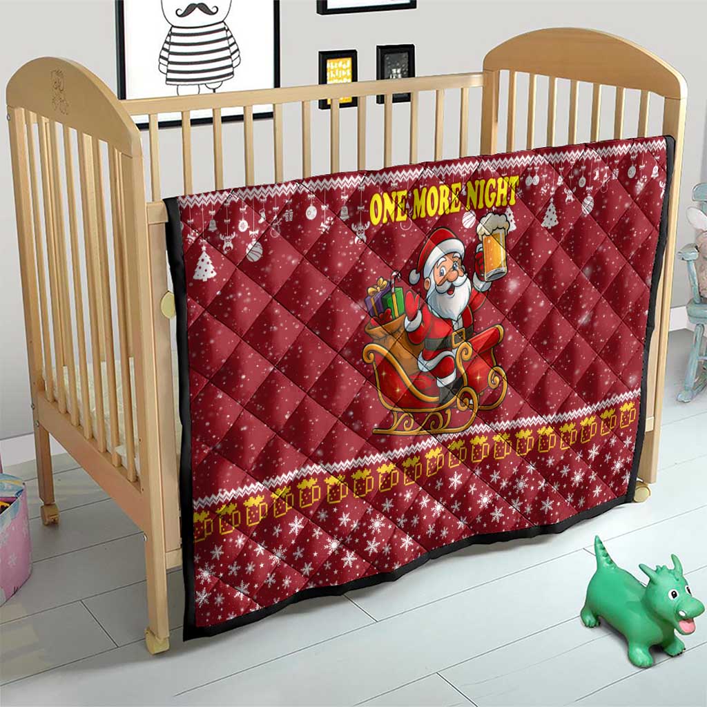 One More Night Santa Beer Christmas Quilt Xmas Holiday Patterns - Wonder Print Shop