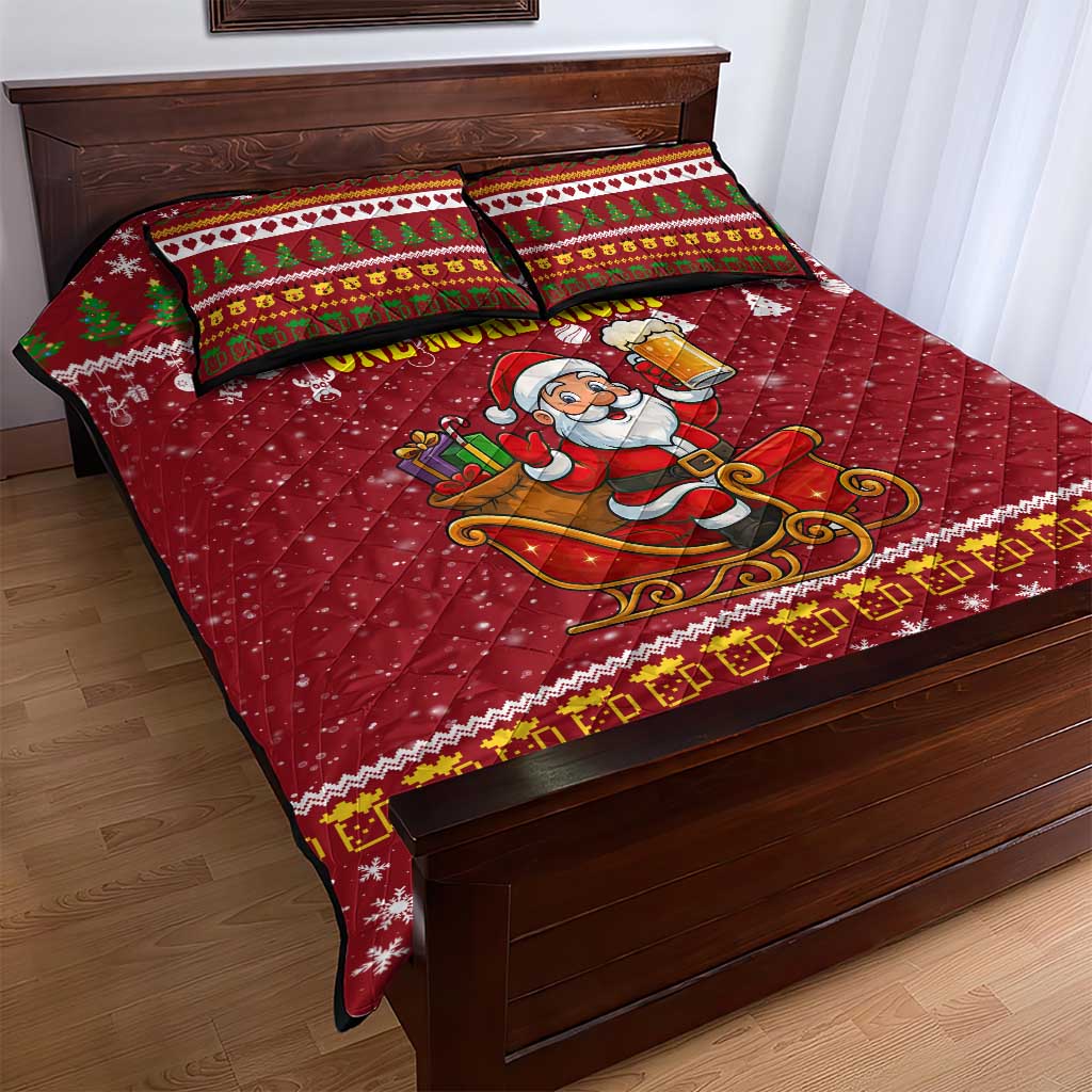 One More Night Santa Beer Christmas Quilt Bed Set Xmas Holiday Patterns - Wonder Print Shop