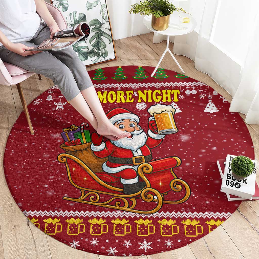 One More Night Santa Beer Christmas Round Carpet Xmas Holiday Patterns - Wonder Print Shop