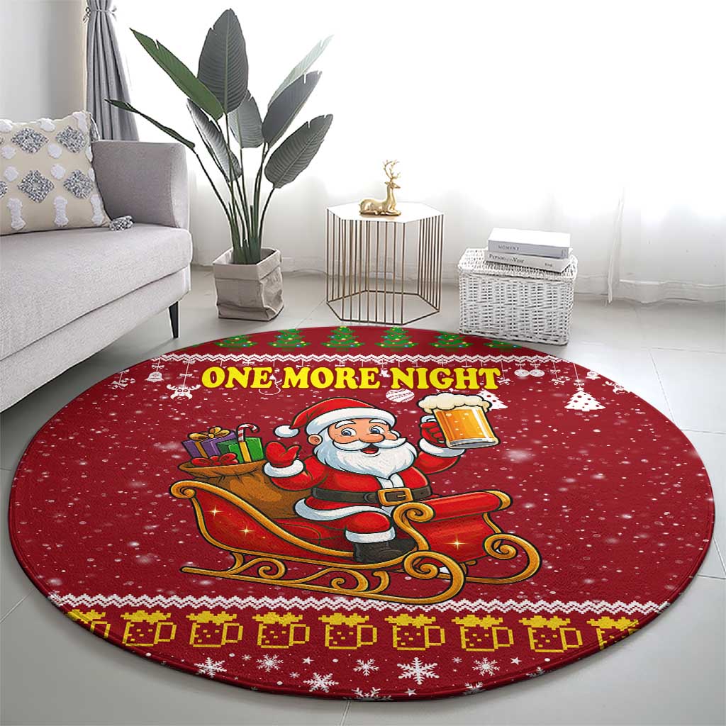 One More Night Santa Beer Christmas Round Carpet Xmas Holiday Patterns - Wonder Print Shop
