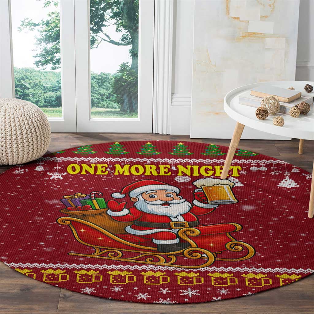 One More Night Santa Beer Christmas Round Carpet Xmas Holiday Patterns - Wonder Print Shop