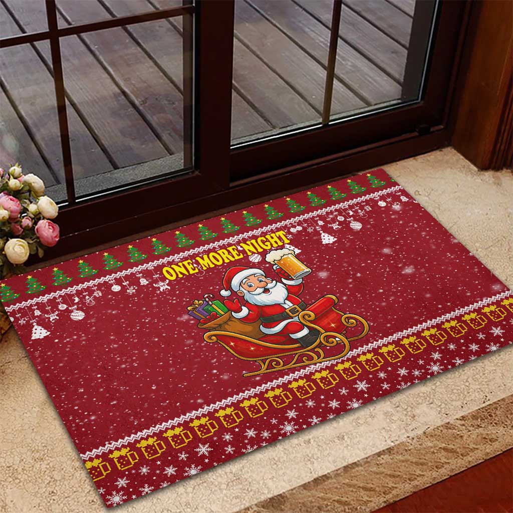 One More Night Santa Beer Christmas Rubber Doormat Xmas Holiday Patterns - Wonder Print Shop