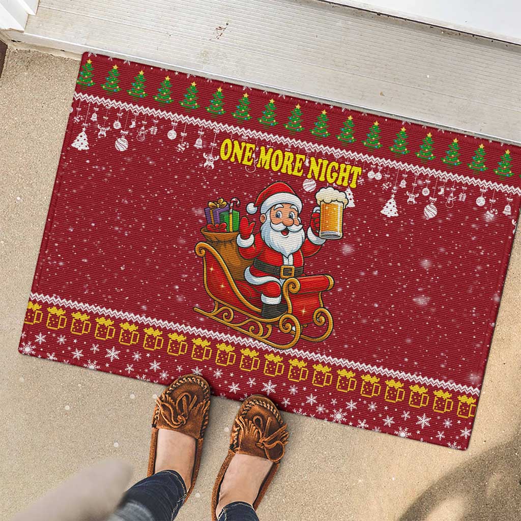 One More Night Santa Beer Christmas Rubber Doormat Xmas Holiday Patterns - Wonder Print Shop