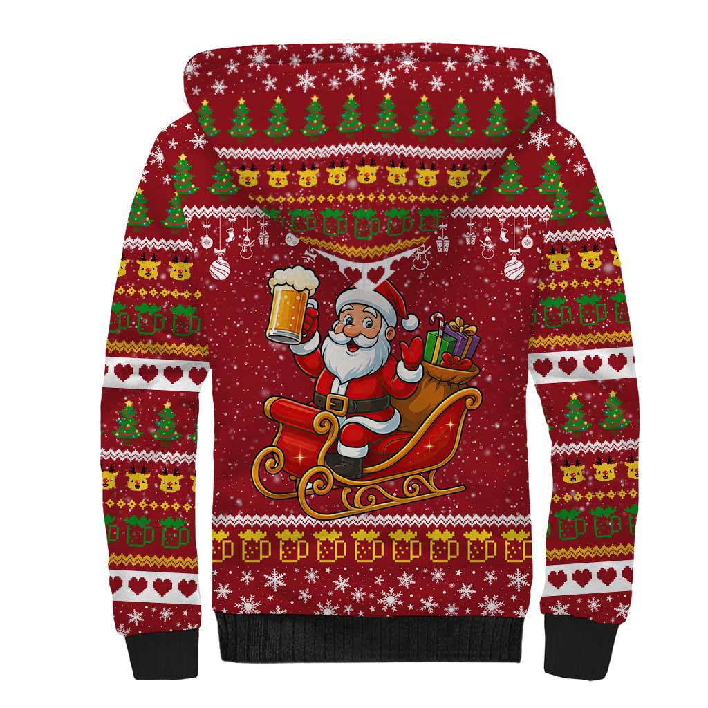 One More Night Santa Beer Christmas Sherpa Hoodie Xmas Holiday Patterns - Wonder Print Shop