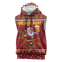 One More Night Santa Beer Christmas Sleeveless Hoodie Xmas Holiday Patterns - Wonder Print Shop