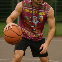 One More Night Santa Beer Christmas Sleeveless Hoodie Xmas Holiday Patterns - Wonder Print Shop