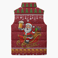 One More Night Santa Beer Christmas Sleeveless Puffer Jacket Xmas Holiday Patterns - Wonder Print Shop