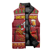 One More Night Santa Beer Christmas Sleeveless Puffer Jacket Xmas Holiday Patterns - Wonder Print Shop