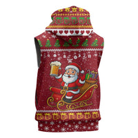 One More Night Santa Beer Christmas Sleeveless Zip Hoodie Xmas Holiday Patterns - Wonder Print Shop