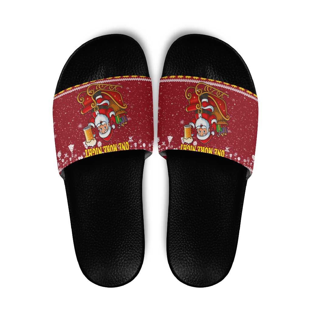 One More Night Santa Beer Christmas Slide Sandals Xmas Holiday Patterns - Wonder Print Shop