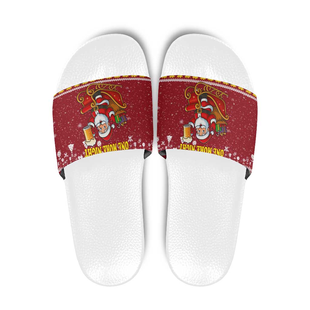 One More Night Santa Beer Christmas Slide Sandals Xmas Holiday Patterns - Wonder Print Shop