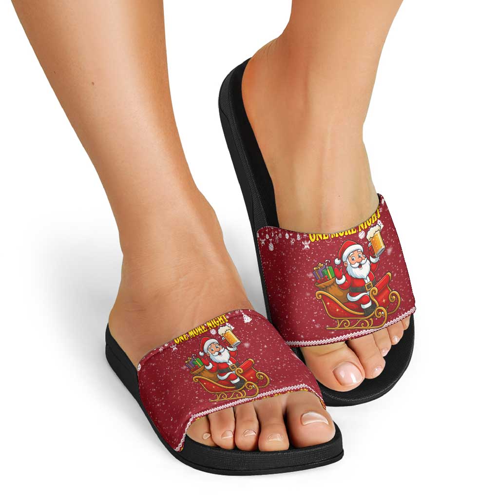 One More Night Santa Beer Christmas Slide Sandals Xmas Holiday Patterns - Wonder Print Shop