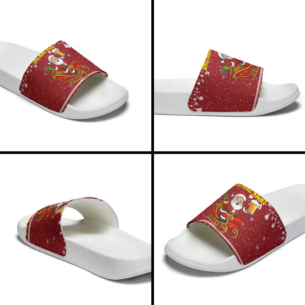 One More Night Santa Beer Christmas Slide Sandals Xmas Holiday Patterns - Wonder Print Shop