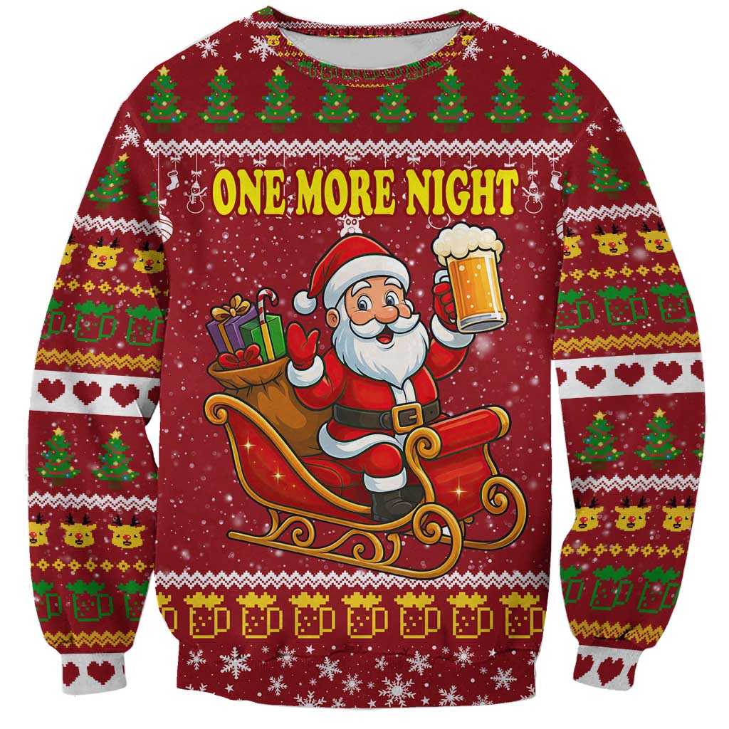 One More Night Santa Beer Christmas Sweatshirt Xmas Holiday Patterns - Wonder Print Shop
