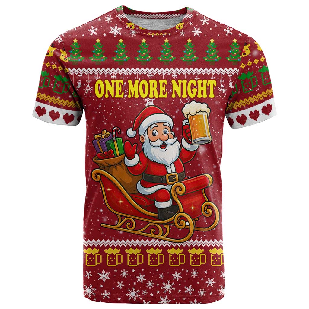One More Night Santa Beer Christmas T Shirt Xmas Holiday Patterns - Wonder Print Shop