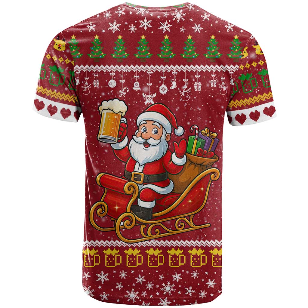 One More Night Santa Beer Christmas T Shirt Xmas Holiday Patterns - Wonder Print Shop