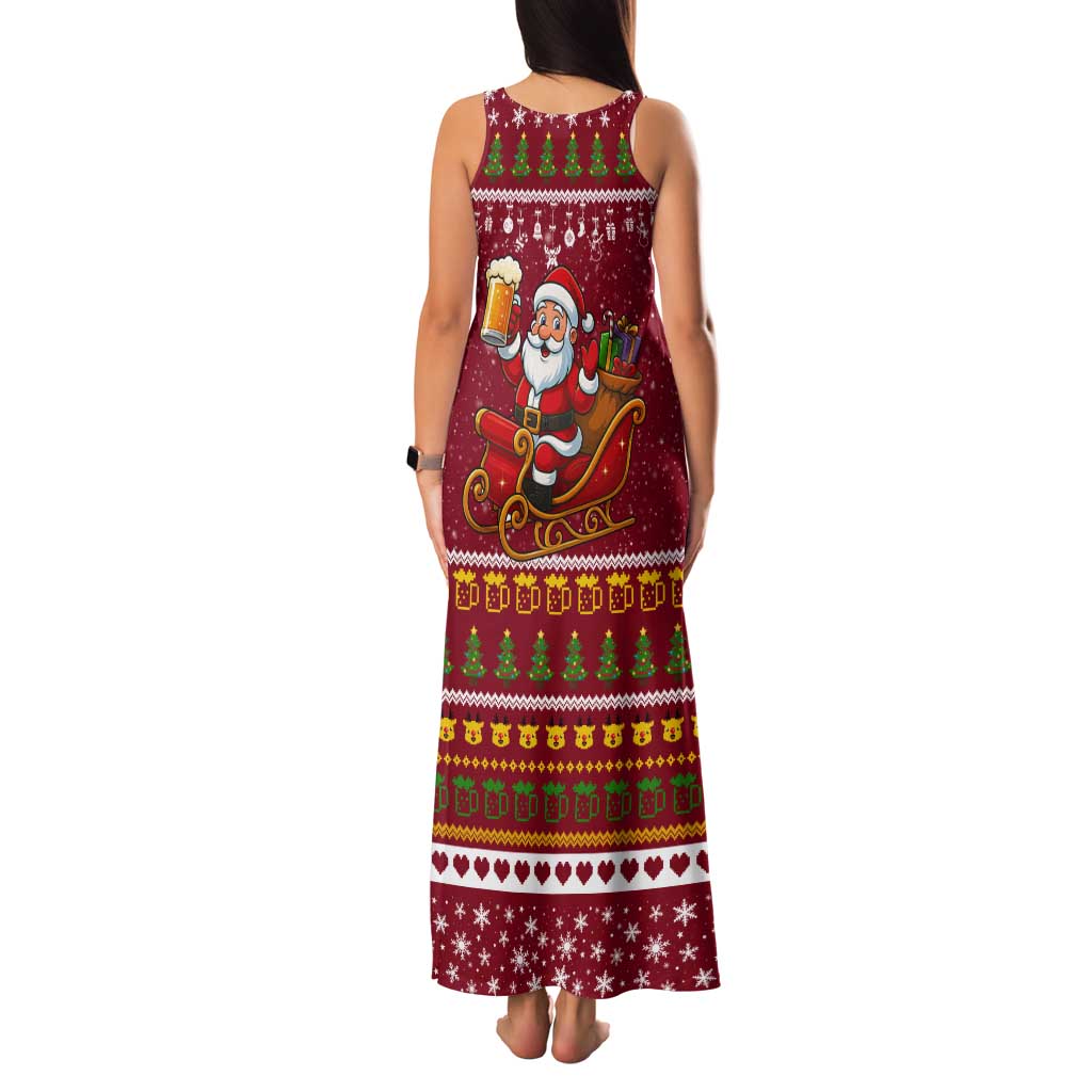 One More Night Santa Beer Christmas Tank Maxi Dress Xmas Holiday Patterns - Wonder Print Shop