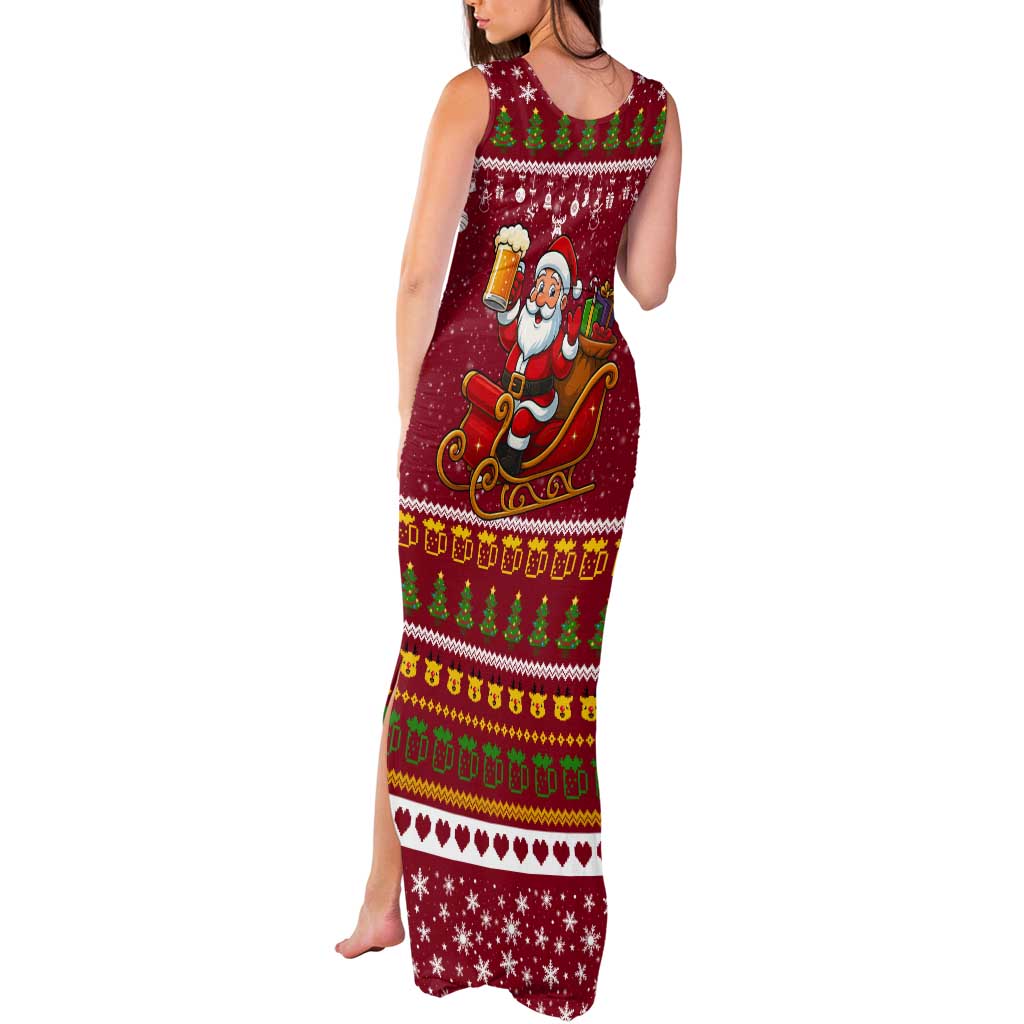 One More Night Santa Beer Christmas Tank Maxi Dress Xmas Holiday Patterns - Wonder Print Shop