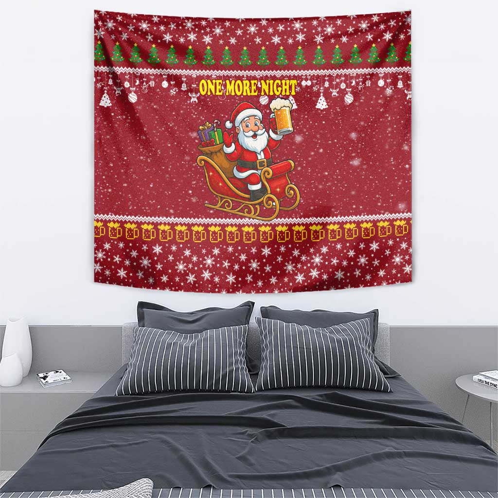 One More Night Santa Beer Christmas Tapestry Xmas Holiday Patterns - Wonder Print Shop