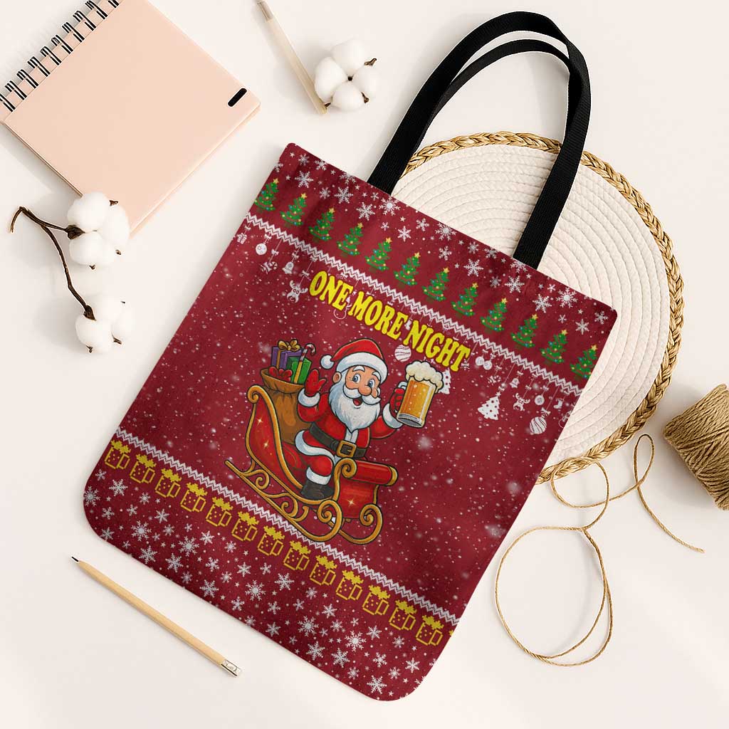 One More Night Santa Beer Christmas Tote Bag Xmas Holiday Patterns - Wonder Print Shop