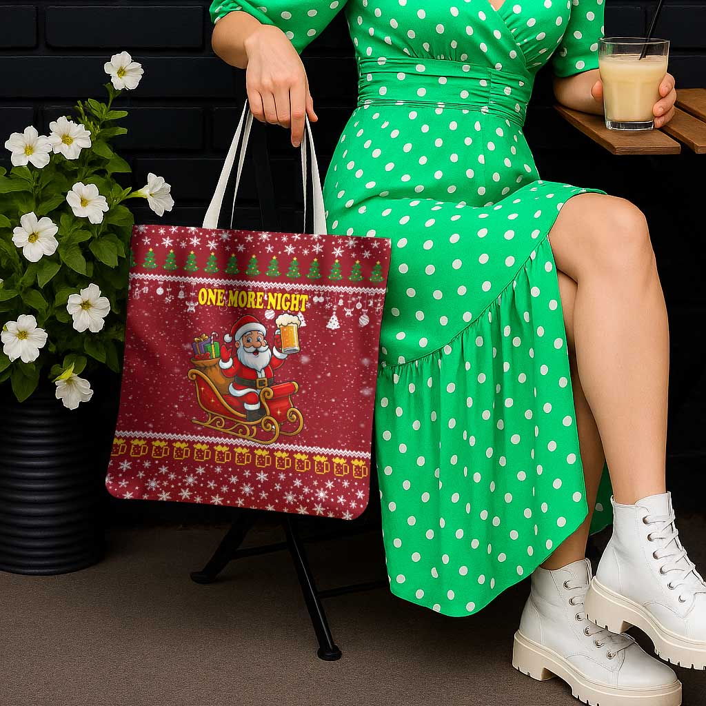 One More Night Santa Beer Christmas Tote Bag Xmas Holiday Patterns - Wonder Print Shop