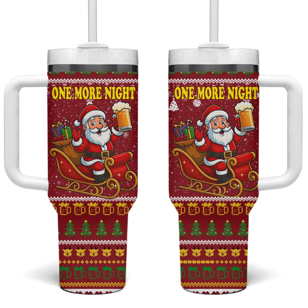 One More Night Santa Beer Christmas Tumbler With Handle Xmas Holiday Patterns - Wonder Print Shop