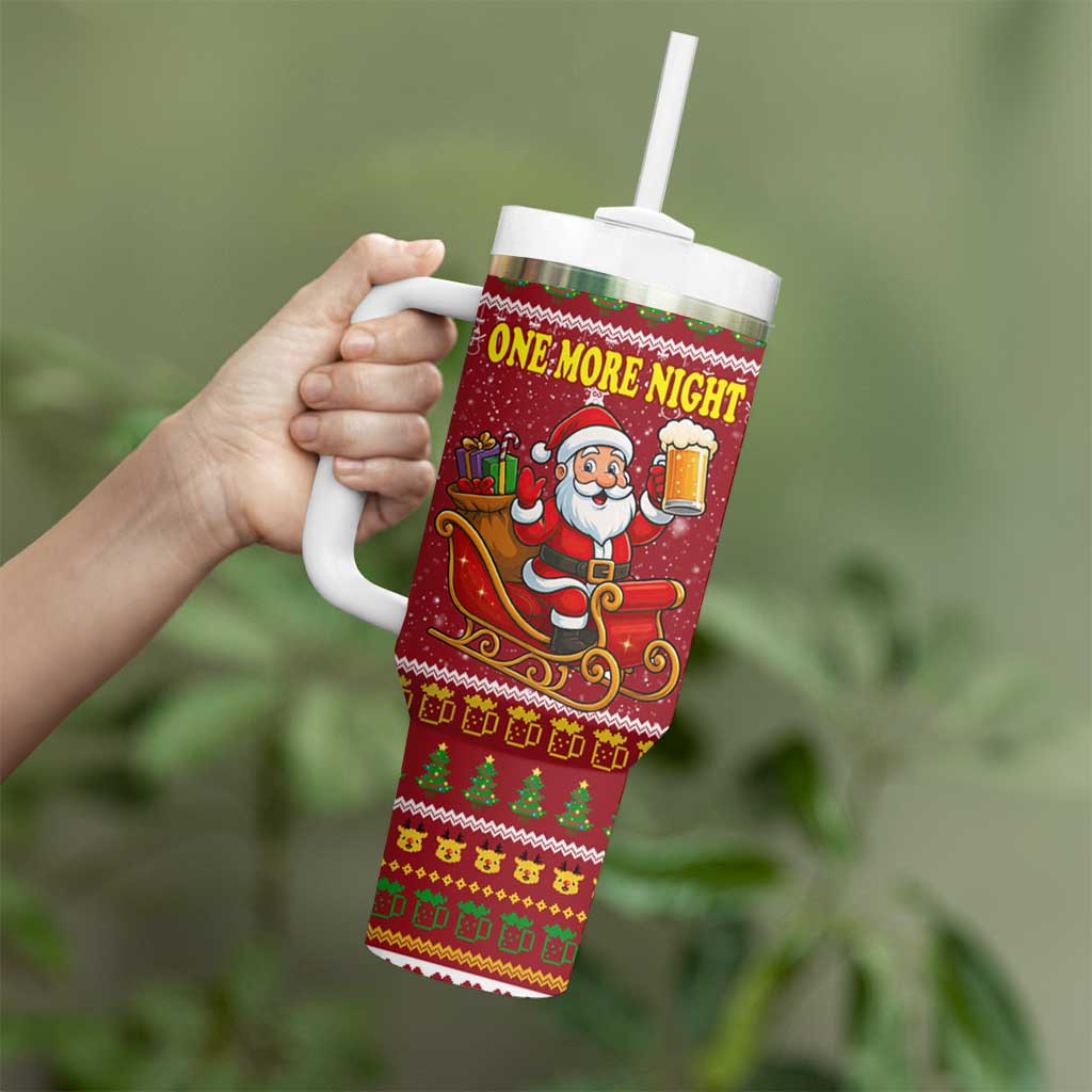 One More Night Santa Beer Christmas Tumbler With Handle Xmas Holiday Patterns - Wonder Print Shop