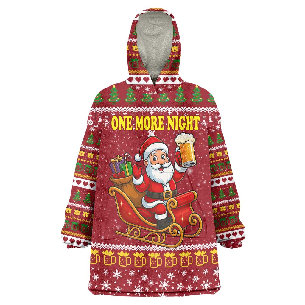 One More Night Santa Beer Christmas Wearable Blanket Hoodie Xmas Holiday Patterns - Wonder Print Shop