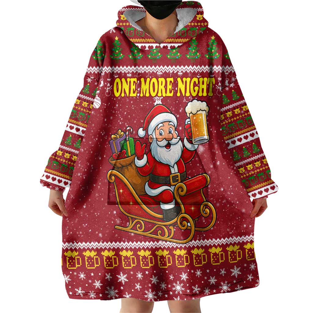 One More Night Santa Beer Christmas Wearable Blanket Hoodie Xmas Holiday Patterns - Wonder Print Shop