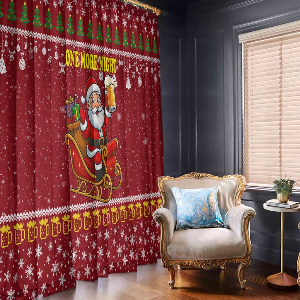 One More Night Santa Beer Christmas Window Curtain Xmas Holiday Patterns - Wonder Print Shop