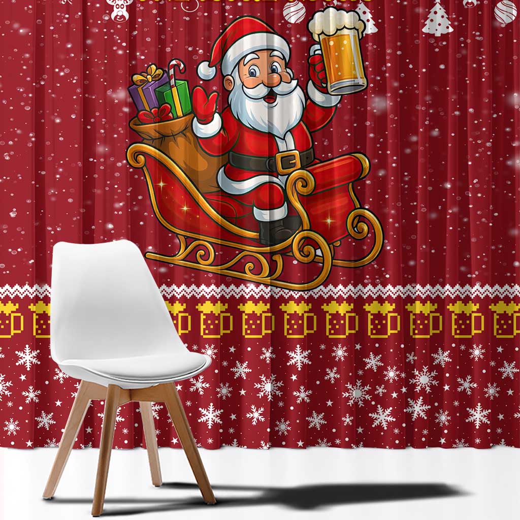One More Night Santa Beer Christmas Window Curtain Xmas Holiday Patterns - Wonder Print Shop